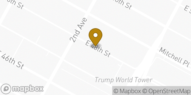 Map showing the location of 48th Street East - Midtown between 1st and 2nd Avenue in New York City, NY 10017