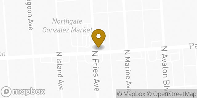 Map showing the location of Starbucks in Wilmington, CA 90744