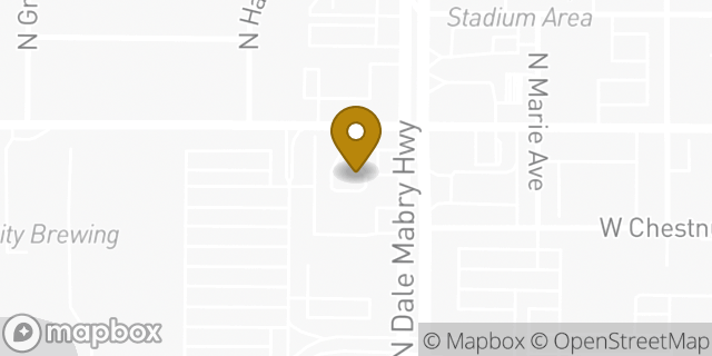 Map showing the location of Dunkin' in Tampa, FL 33607