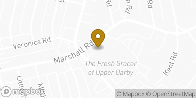 Map showing the location of Dunkin' in Upper Darby, PA 19082