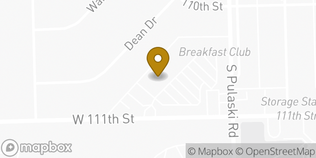 Map showing the location of Bank of America Financial Center & Drive-Thru ATM | Ranch Manor in Oak Lawn, IL 60453