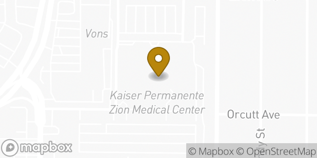 Map showing the location of Kaiser Permanente Medical Care in San Diego, CA 92120