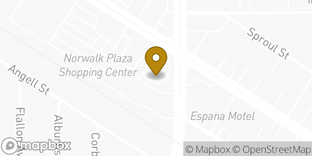 Map showing the location of Starbucks in Norwalk, CA 90650
