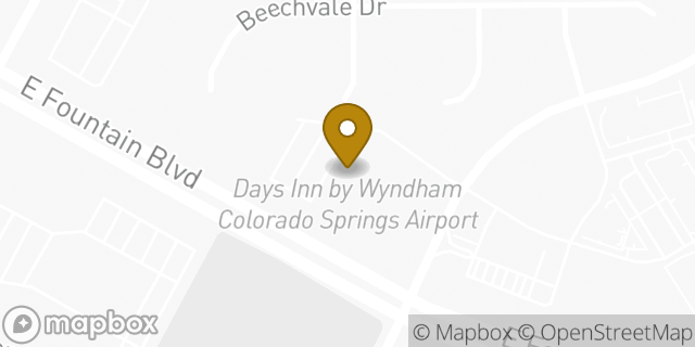 Map showing the location of Days Inn Colorado Springs Airport in Colorado Springs, CO 80916