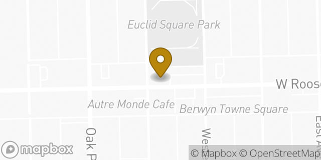 Map showing the location of Bank of America in Oak Park, IL 60304