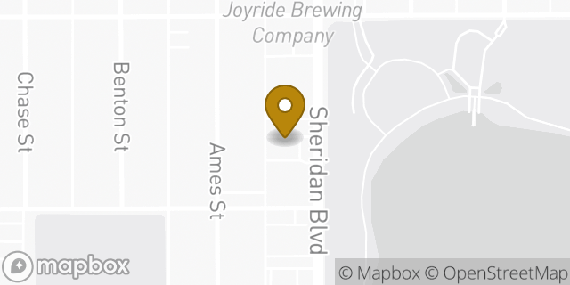 Map showing the location of Sonic Drive In in Edgewater, CO 80214