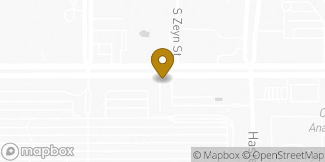 Map showing the location of Avis Car Rental in Anaheim, CA 92802