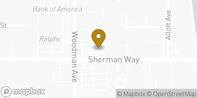 Map showing the location of Starbucks in Los Angeles, CA 91405