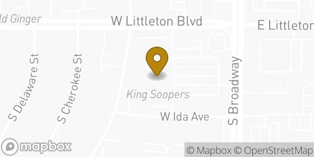Map showing the location of Starbucks Coffee Company in Littleton, CO 80120