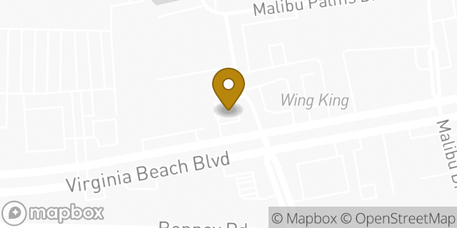 Map showing the location of Avis Car Rental in Virginia Beach, VA 23452