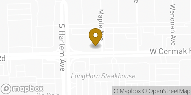 Map showing the location of Buffalo Wild Wings in Berwyn, IL 60402