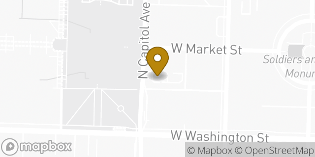Map showing the location of Budget Car Rental in Indianapolis, IN 46204