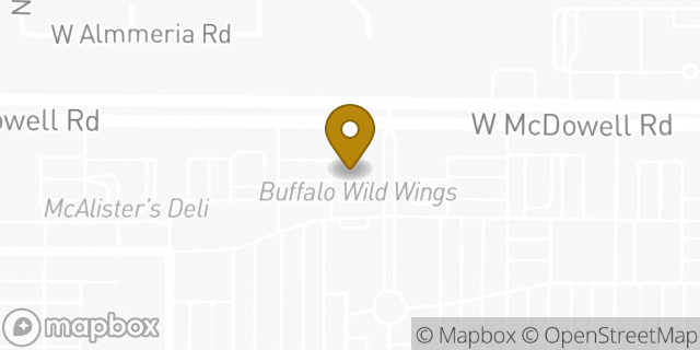 Map showing the location of Buffalo Wild Wings in Goodyear, AZ 85395