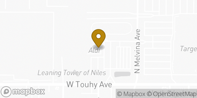 Map showing the location of Aldi in Niles, IL 60714