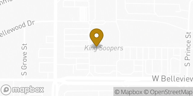 Map showing the location of Starbucks in Englewood, CO 80110