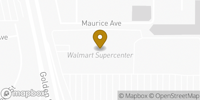Map showing the location of Walmart Supercenter in Bakersfield, CA 93307