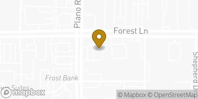 Map showing the location of Plano & Forest in Dallas, TX 75243