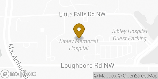 Map showing the location of Sibley Memorial Hospital in Washington, DC 20016