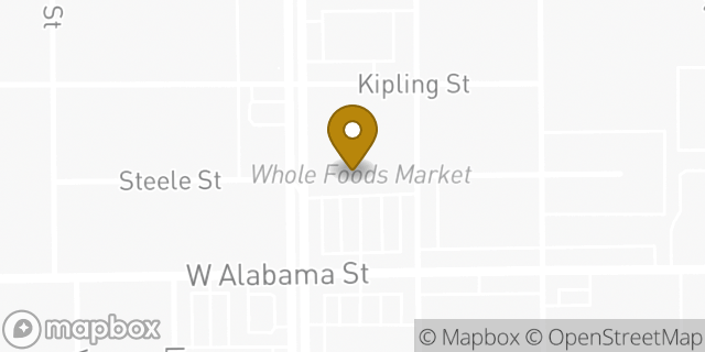 Map showing the location of Whole Foods Market in Houston, TX 77098